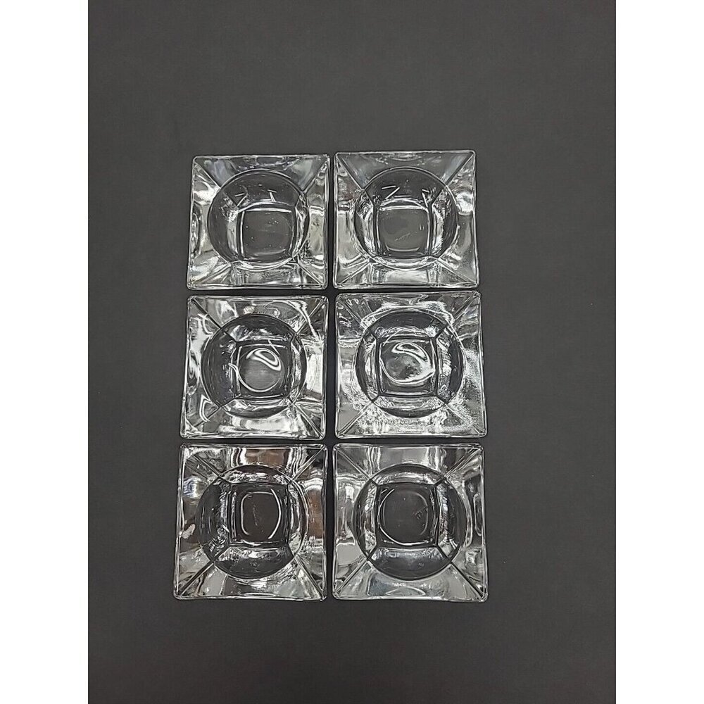 Vintage Glass Salt Cellars Set of 6 Open Salt Dip Set Square Base
